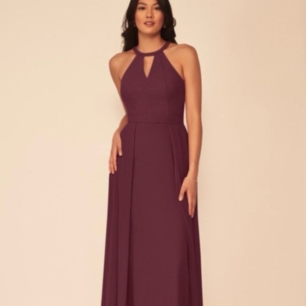 Azazie Melody Halter Gown in Cabernet